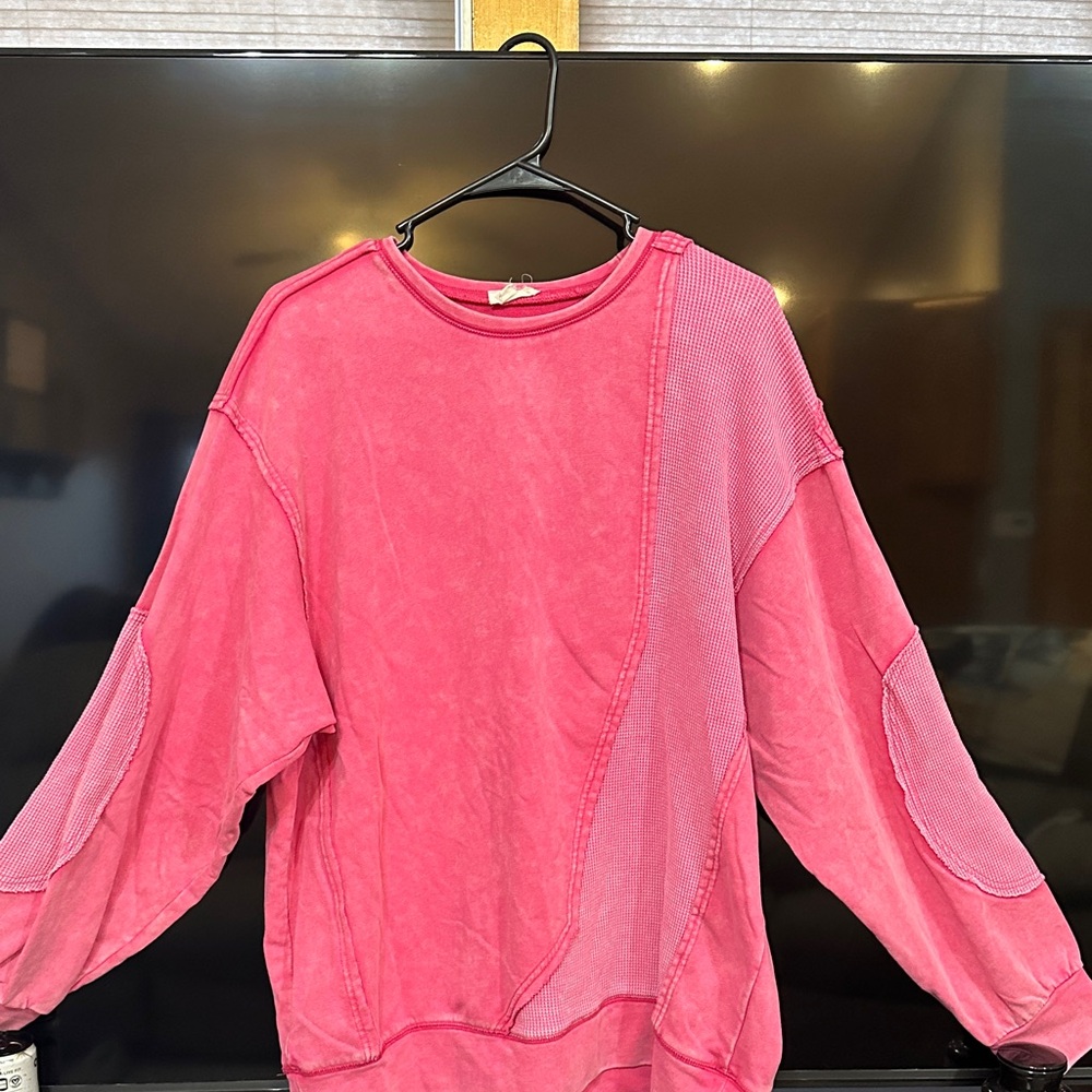 Oversized Pink Long-Sleeve Shirt